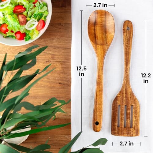 Zulay Kitchen Teak Wood Utensil Set