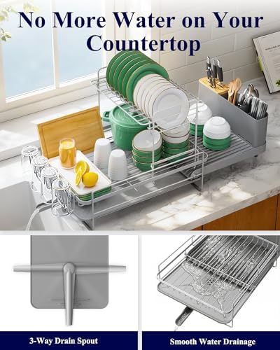 Kitsure Extendable Dish Drying Rack, 19.2"-26.7" L x 12.9" W