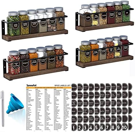 SpaceAid Spice Rack with 24 Spice Jars, 386 Spice Labels, Chalk Marker and