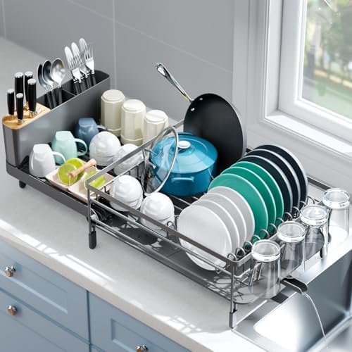 Urackify Extendable Dish Drying Rack, 18.5"-26.7" L x 12.7" W