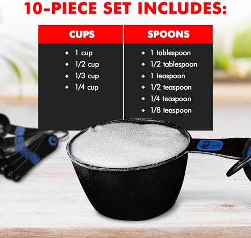 Chef Craft Easy to Read Plastic, Measuring Cup Set, 10 piece set
