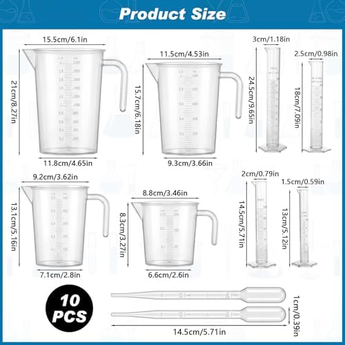 33 Pcs Beakers Test -tubes Set Plastic Measuring Cups Graduated Cylinders