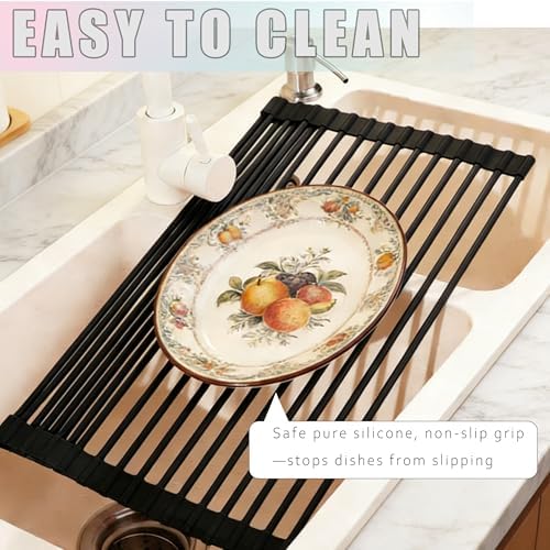 Cover The Sink Roll Up Dish Drying Rack 17.6"x15.4" Silicone Wrapped Foldable