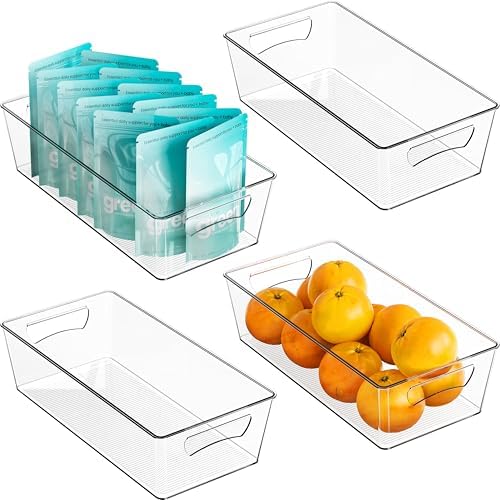 Simple Houseware 4 Pcs Pantry Clear Bin Storage Organizer