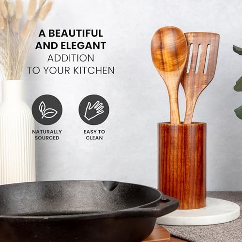 Zulay Kitchen Teak Wood Utensil Set