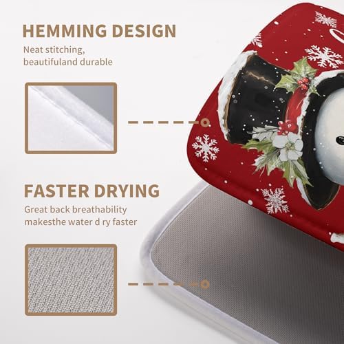 Snowman Christmas Dish Drying Mat Winter Drying Mats