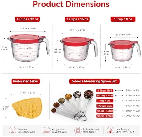 10 Pack Glass Measuring Cup Set