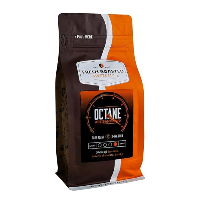 Fresh Roasted Coffee, Octane, 12 oz, Dark Roast, Kosher, Whole Bean