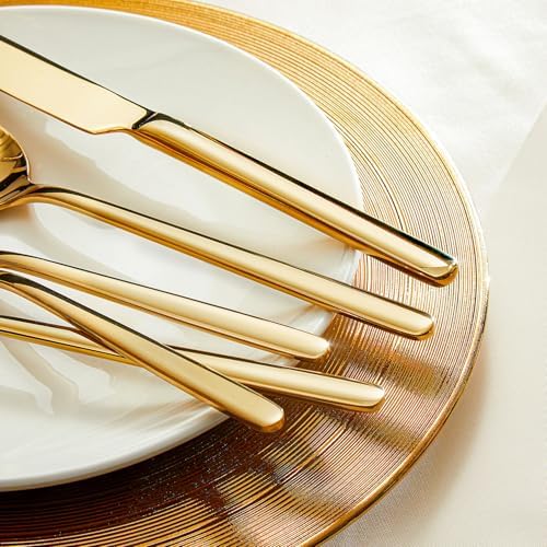 KINGSTONE Gold Silverware Set, 60 Piece Flatware Cutlery Set