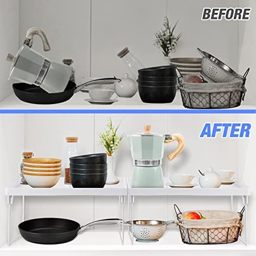 NiHome 4-Pack Stackable Plastic Kitchen Storage Shelf Foldable Rack
