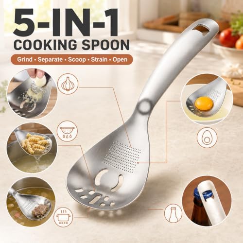 5 In 1 Multifunction Stainless Steel Cooking Spoon，B*2