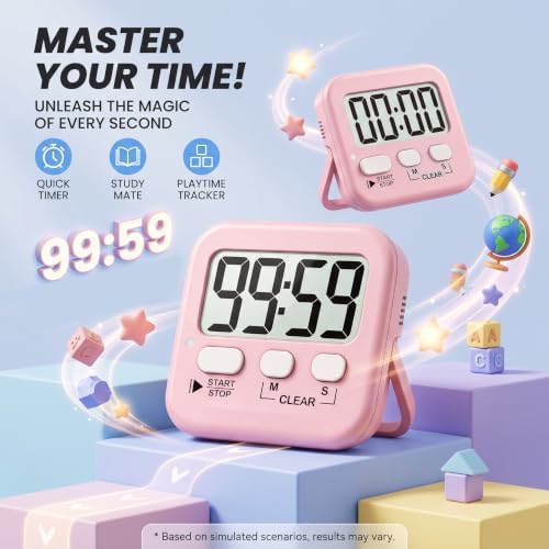 Antonki 2 Pack Digital Timer for Kids Classroom Kitchen Timers for Cooking
