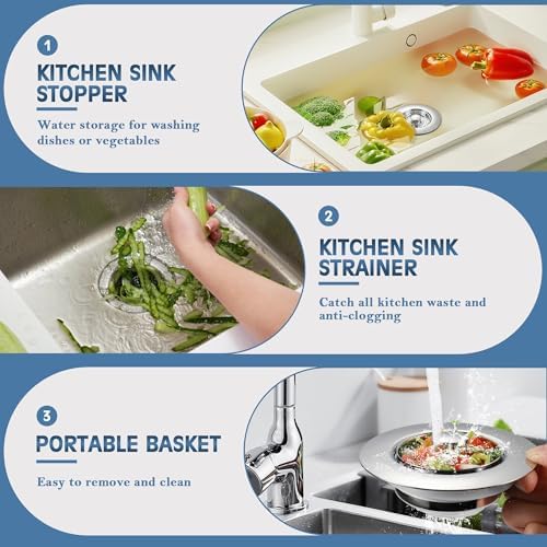 TGOSOMT Kitchen Sink Drain Strainer Stopper, Anti-Clog & Quick Drain