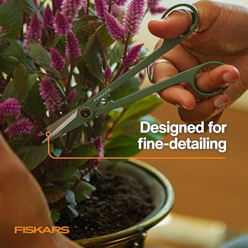 Fiskars 6" Plant Detailer Snips & Holder, Precision Indoor Gardening Tool