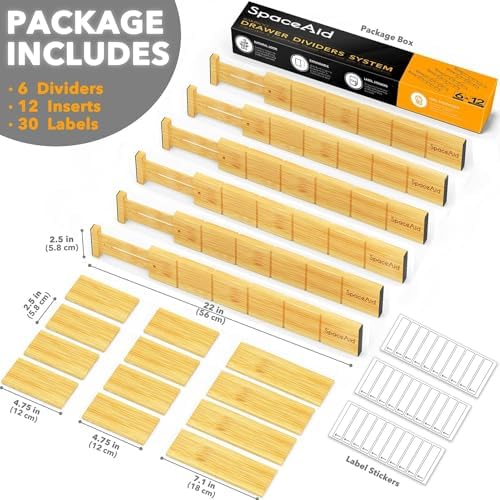 SpaceAid Bamboo Drawer Dividers