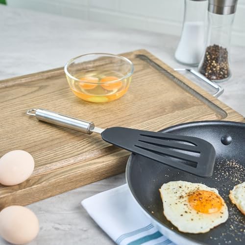 Restaurantware Black Silicone Fish Egg Turner Spatula, 12.7 In