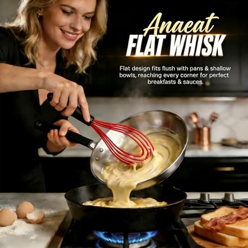 Anaeat Silicone Kitchen Whisk Set of 4, Milk and Egg Beater Blender
