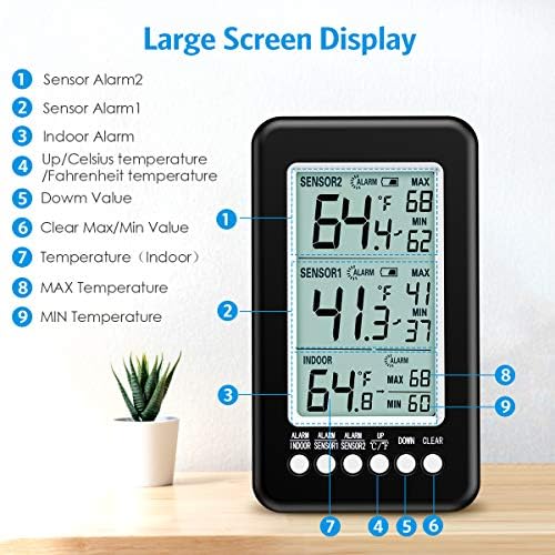 AMIR Refrigerator Thermometer, Wireless Digital Freezer Thermometer