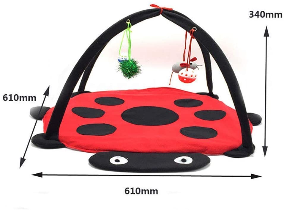 Black Ladybug Cat Play Mat