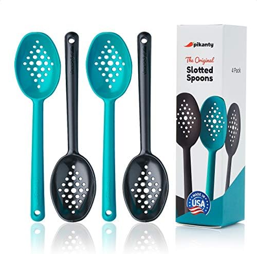 Olive and Pickle Spoon Set of 4, 7-Inch Small Slotted Serving Utensils
