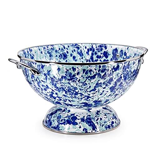 5 Quart Large Enamelware Colander with Stainless Steel Rim
