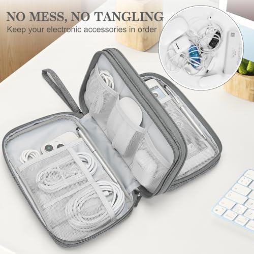 FYY Electronic Organizer, Travel Tech Pouch Bag, Dark Grey