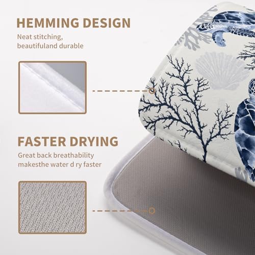 Nautical Coastal Dish Drying Mat Summer Beach Dish Pad