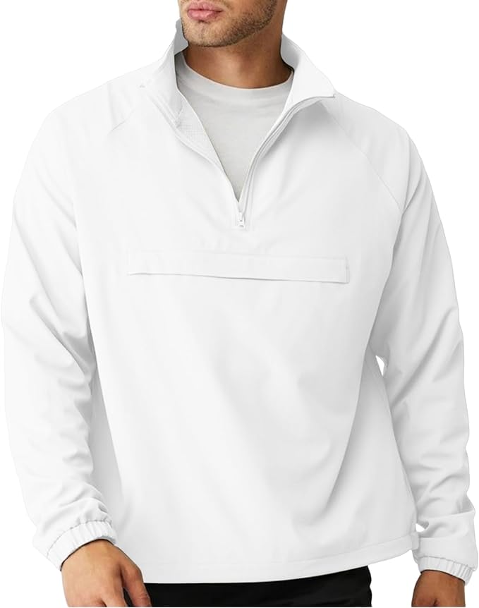 Aulemen Men's Casual Quarter Zip Pullover-Athletic Windbreaker Lightweight Jackets Hiking Golf for Men Mock Neck with Pockets