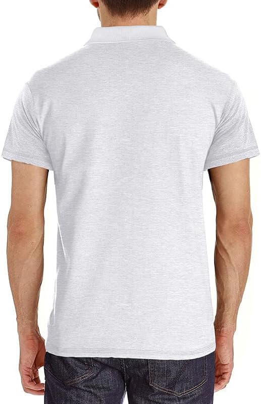 Men's Classic Cotton Polo Shirt Short Sleeve Button Golf Tee