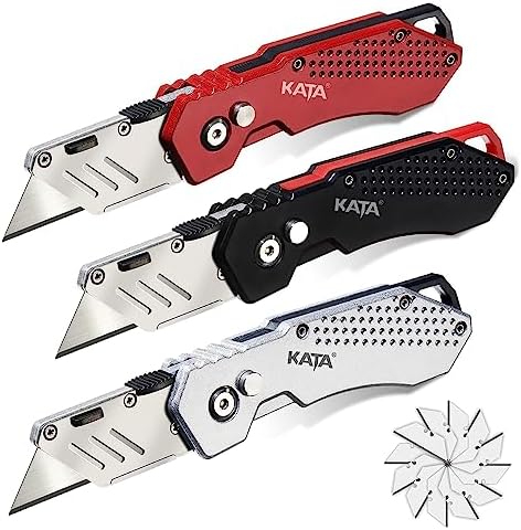 KATA 3 Pack Folding Utility Knife Set, Heavy Duty Box Cutters