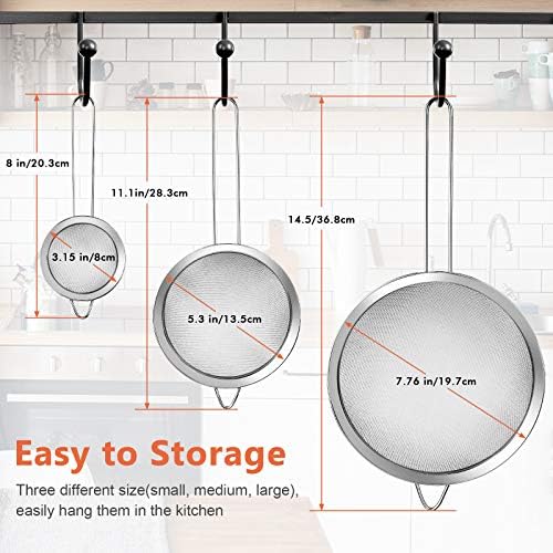 3Pcs Super Wire Extra Fine Mesh Strainer