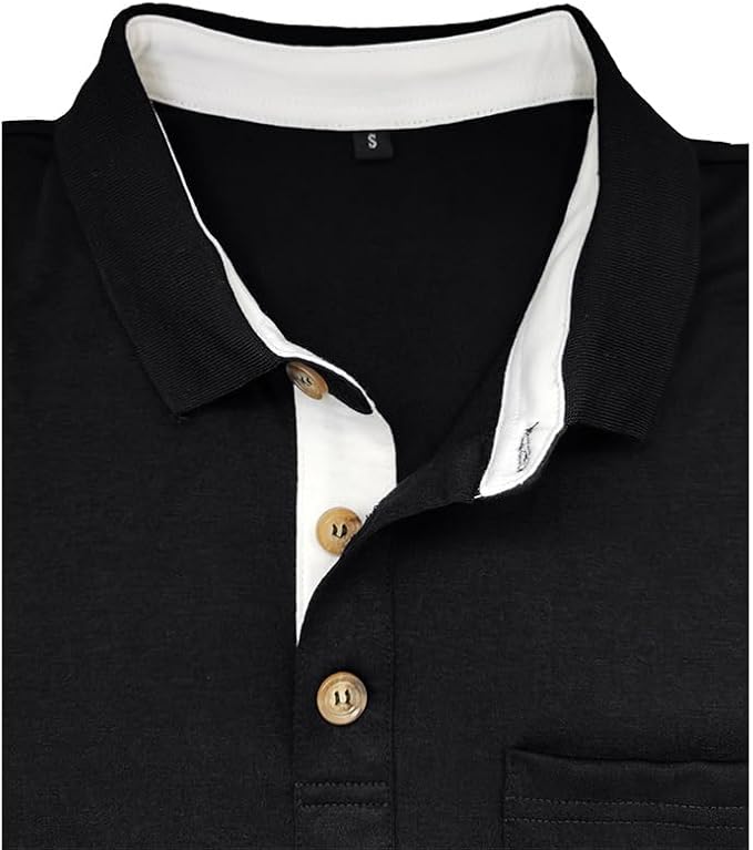 Men's Classic Cotton Polo Shirt Short Sleeve Button Golf Tee