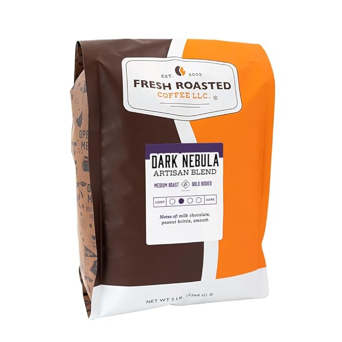 Fresh Roasted Coffee, Dark Nebula, 5 lb (80 oz), Medium Roast, Kosher, Whole Bean