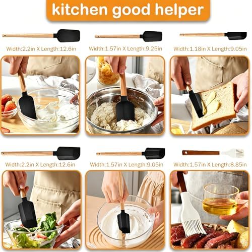 7 Piece Silicone Spatula Set, Food Grade Rubber Spatula Set