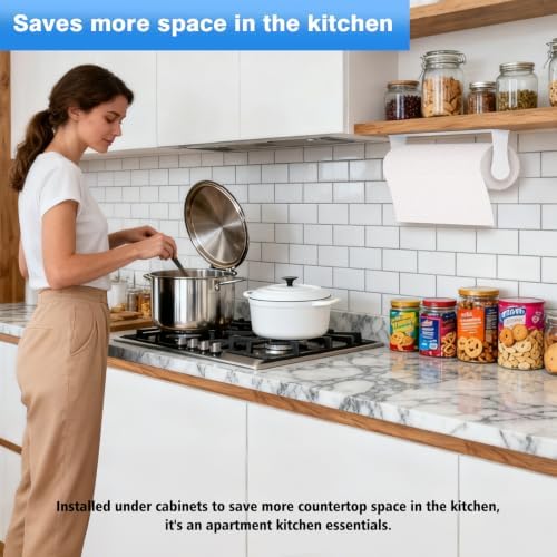 Paper Towel Holder Under Cabinet, Wall Mount, Adhesive or Screw