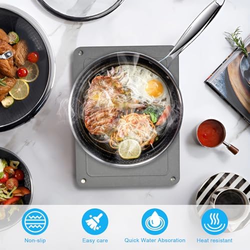 3Pcs Nesting Stone Drying Mat for Kitchen Counter, Quick Drying Dish Drying Mat