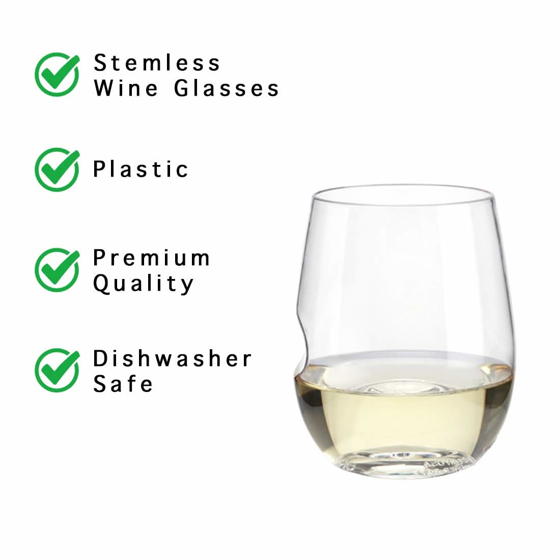 12 oz. Shatterproof Stemless Wine and Cocktail Glasses, Set of 2