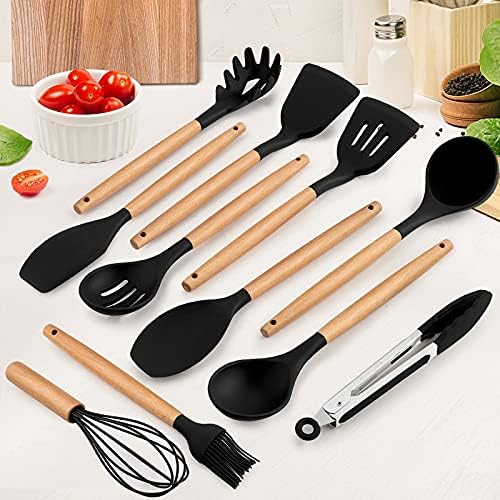 Kitchen Utensils Set of 12, E-far Silicone Cooking Utensils