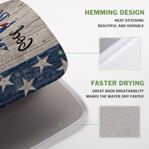 Kawani 4th of July Dish Drying Mat 16x18 Inch Patriotic God Bless America