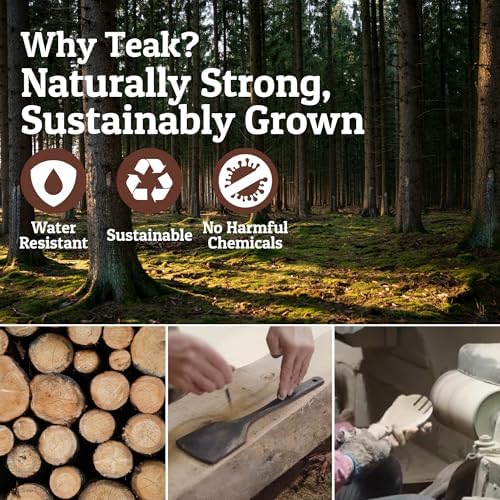 PriorityChef Premium Teak Flat Wooden Spatula