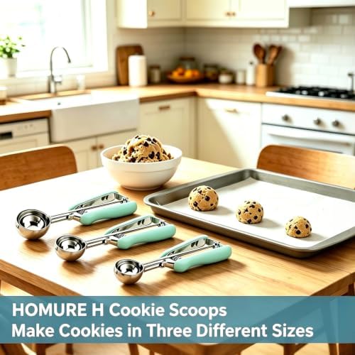 HOMURE H Cookie Scoop Set, Include 1 Tbsp/2 Tbsp/3 Tbsp, Cookie Dough Scoop