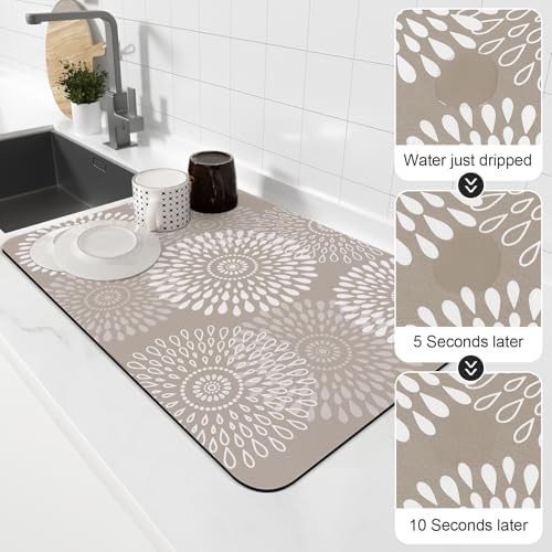 Dish Drying Mat Absorbent Kitchen Counter Mat Rubber Backing Draining Mat