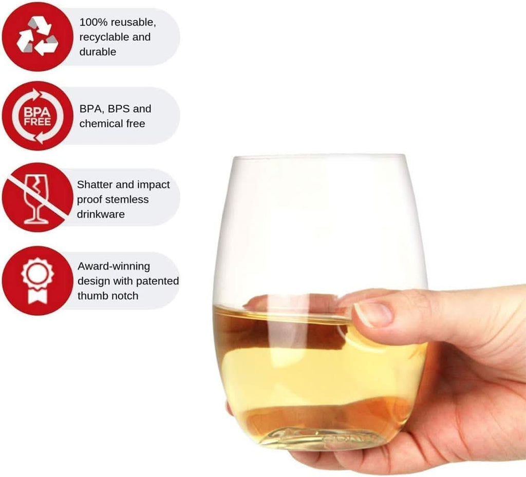 Go Anywhere Unbreakable Wine Glasses - 16 oz Set of 4