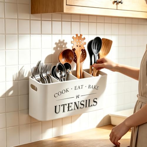 Wooden Kitchen Utensil Holder Organizer