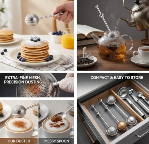 Powdered sugar shaker duster, flour dispenser