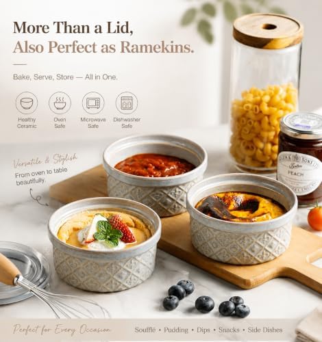 Ceramic Mixing Bowls with Lids Set of 4, Food Storage Bowl Sets