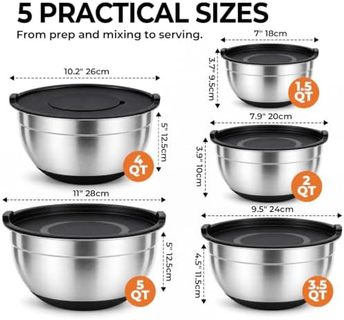 Parmedu Stainless Steel Nesting Mixing Bowls