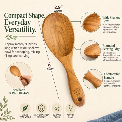FAAY 9” Rice Paddle, Serving Spoon, Versatile Cooking Spoon – Handcraft from