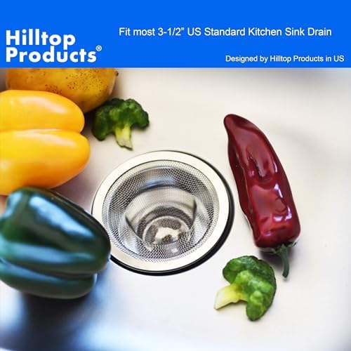 2 Pack - 4.5" Top / 3" Mesh Basket - Kitchen Sink Drain Strainer Stainless