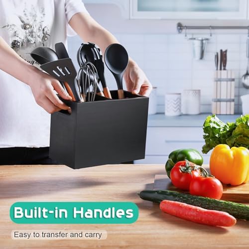 ALELION Black Utensil Holder for Kitchen Counter